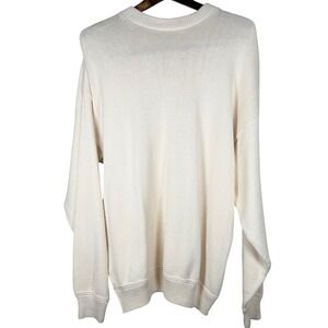 SFKM Mens XL Cream Knit Sweater Made in USA Cotton Crewneck Pullover